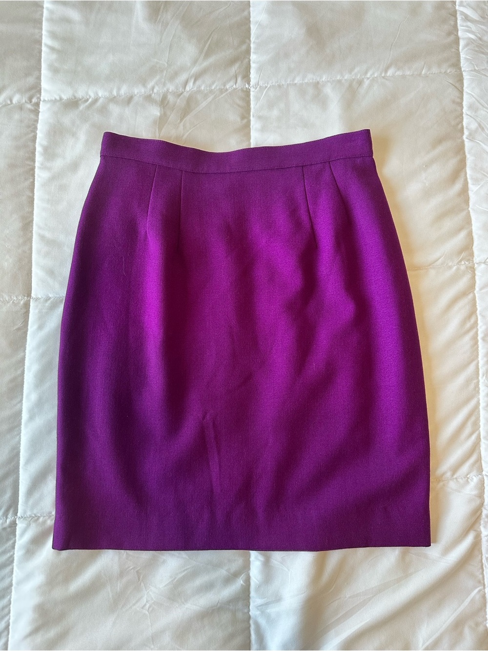 Vintage Midi Purple Pencil Skirt 100% Worsted Wool Size 4 Colorblock